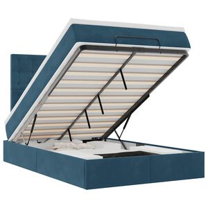 vidaXL Ottoman s&auml;ngram med madrasser m&ouml;rkbl&aring; 120x190 cm sammet