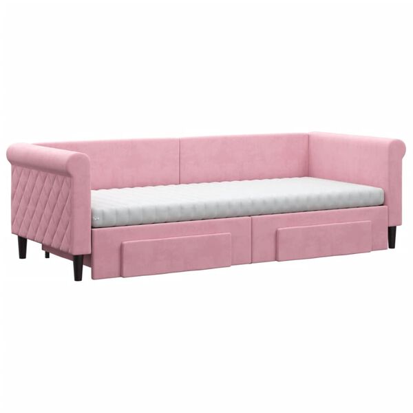 vidaXL Dagb&auml;dd utdragbar med l&aring;dor rosa 80x200 cm sammet