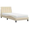 vidaXL Bed with Mattress "Hanko" Cream 90x190 cm Fabric