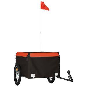 vidaXL Cykelvagn svart och orange 45 kg j&auml;rn