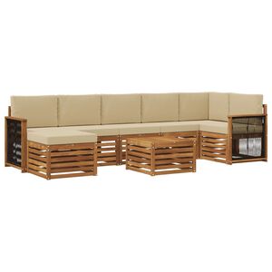 vidaXL Utomhussoffset 7 pcs Naturlig Massivt akaciatr&auml; och polyester