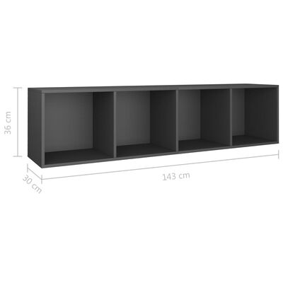 vidaXL Bokhylla/TV-bänk grå 36x30x143 cm spånskiva