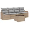 vidaXL Tr&auml;dg&aring;rdsoffset 5 pcs Beige och Gr&aring; Konstrotting, St&aring;l och Glas