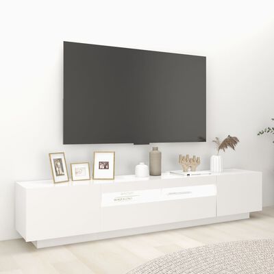 vidaXL TV-bänk med LED-belysning vit 200x35x40 cm