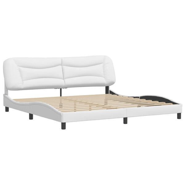 vidaXL Bed Frame without Mattress "Hvar" White 200x200 cm Faux Leather