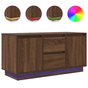 vidaXL TV-b&auml;nk med LED-lampor brun ek 100x41x50 cm