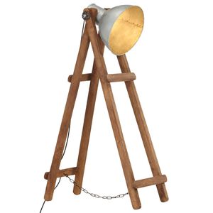 vidaXL Golvlampa silver E27 massivt mangotr&auml;