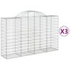 vidaXL Gabioner b&aring;gformade 3 st 200x50x120/140 cm galvaniserat j&auml;rn