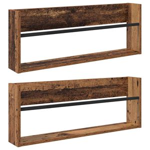 vidaXL Tidningshylla 2 st Gammalt tr&auml; 80 x 12 x 30 cm Konstruerat tr&auml;