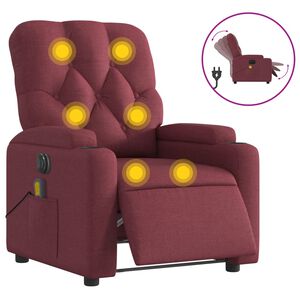 vidaXL Elektrisk massagef&aring;t&ouml;lj vinr&ouml;d tyg