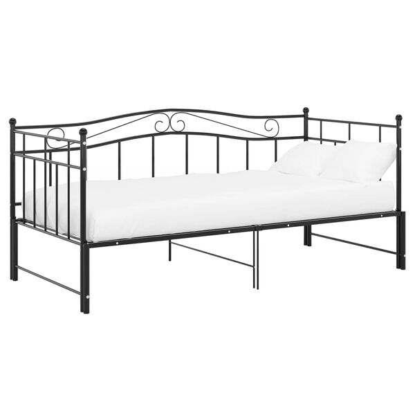 vidaXL Utdragbar sängram bäddsoffa svart metall 90x200 cm