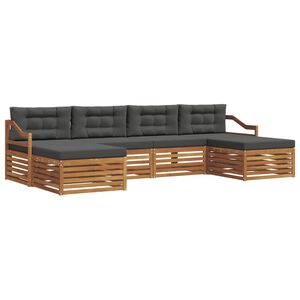 vidaXL Soffgrupper 6 pcs Naturlig och Antracit Massivt Akaciatr&auml;