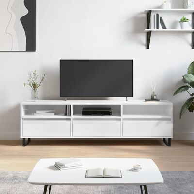 vidaXL Tv-bänk vit högglans 150x30x44,5 cm konstruerat trä
