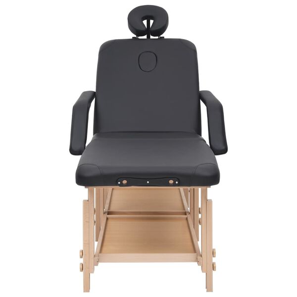 vidaXL Massagebord 3 zoner svart konstläder