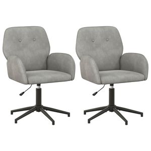 vidaXL Sv&auml;ngbara skrivbordsstolar 2 st 54 x 55 x 90 cm Ljusgr&aring; Sammet