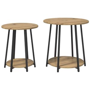 vidaXL Sidobordsset med hylla 2 pcs Artisan Ek och Svart