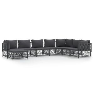 vidaXL Loungegrupp 8 delar med dynor antracit steel