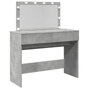 vidaXL Sminkbord med LED betonggr&aring; 100x40x120 cm