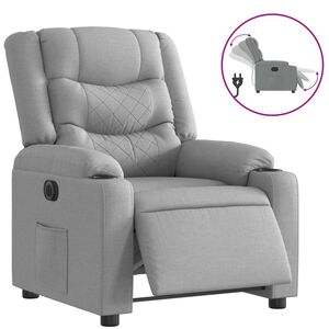 vidaXL Elektrisk reclinerf&aring;t&ouml;lj ljusgr&aring; tyg