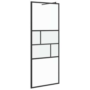vidaXL Walk-in Duschv&auml;gg Svart 80 x 195 x 0,5 cm Glas och Aluminium