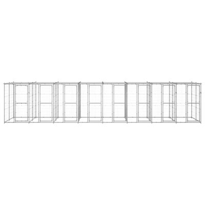 vidaXL Hundgård för utomhusbruk galvaniserat stål med tak 19,36 m²