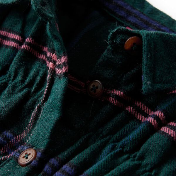 Klänning med långa ärmar för barn ribbad mörkgrön 104