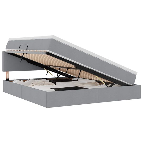 vidaXL F&ouml;rvaringss&auml;ng med madrass Ljusgr&aring; 160 x 200 cm Konstruerat tr&auml;