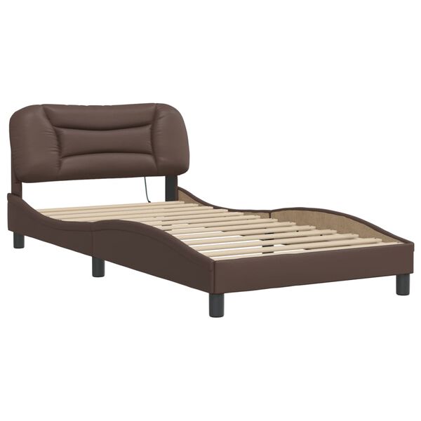 vidaXL Bed Frame with LED without Mattress "Hvar" Brown 100x200 cm