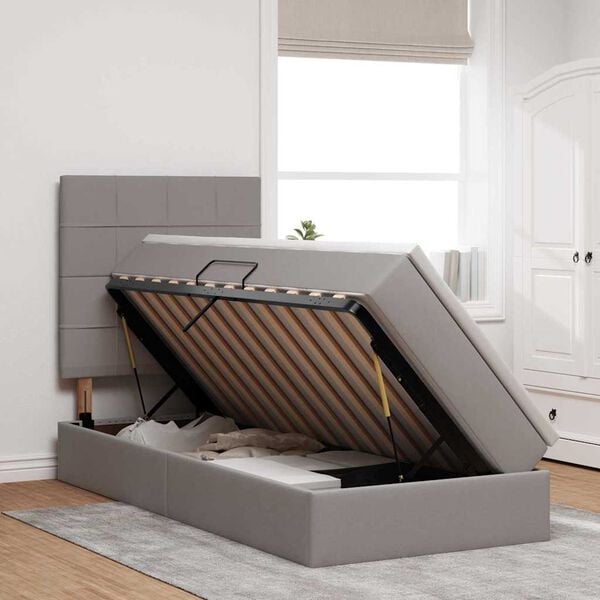 vidaXL F&ouml;rvaringss&auml;ng med madrass Taupe 100 x 200 cm Polyester