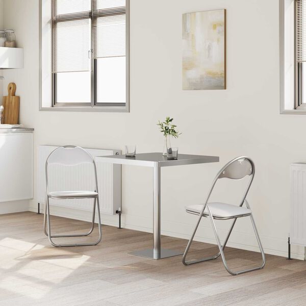 vidaXL F&auml;llstol 2 pcs Vitt och Gr&aring;tt 48 x 43,5 x 81 cm Konstl&auml;der