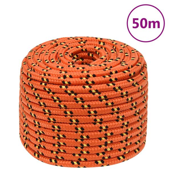 vidaXL Båtlina orange 12 mm 50 m polypropylen
