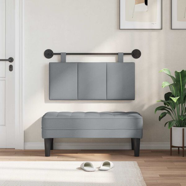 vidaXL H&auml;ngande Huvudgavel V&auml;ggmonterad Ljusgr&aring; 90 x 55 x 5 cm tyg