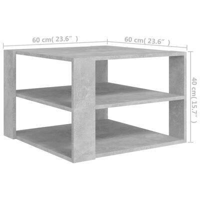 vidaXL Soffbord betonggrå 60x60x40 cm spånskiva