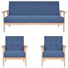 vidaXL Soffgrupp 3 delar tyg blå
