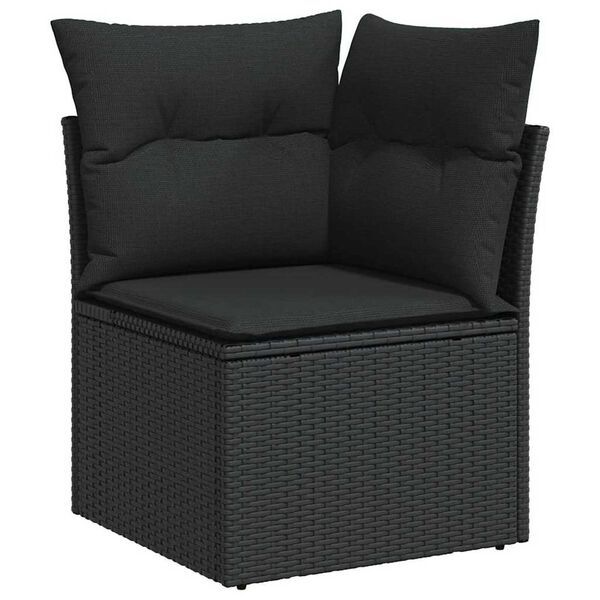 vidaXL Tr&auml;dg&aring;rdsoffset 9 pcs Svart Poly Rattan och Pulverlackerad St&aring;l