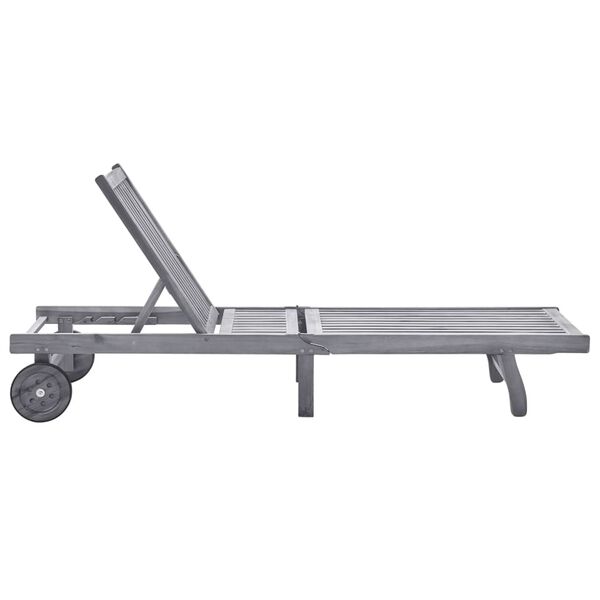 vidaXL Sols&auml;ng med dyna gr&aring; massivt akaciatr&auml;