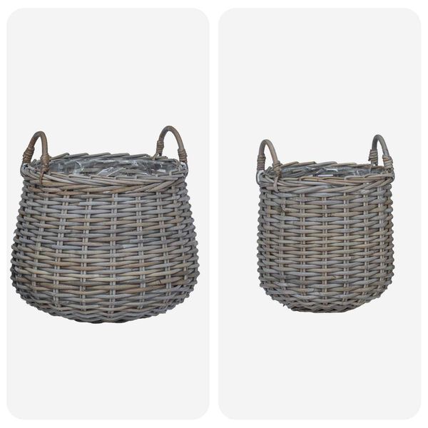 vidaXL Planteringskorg med lagring 2 pcs Gr&aring; Lacak-rattan