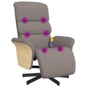 vidaXL Massagef&aring;t&ouml;lj med fotst&ouml;d taupe tyg