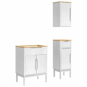 vidaXL Badrumsm&ouml;belset FLORO 3 st Vit Massiv furu