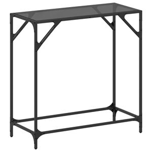 vidaXL Konsolbord med svart glasskiva 80x35x81 cm st&aring;l