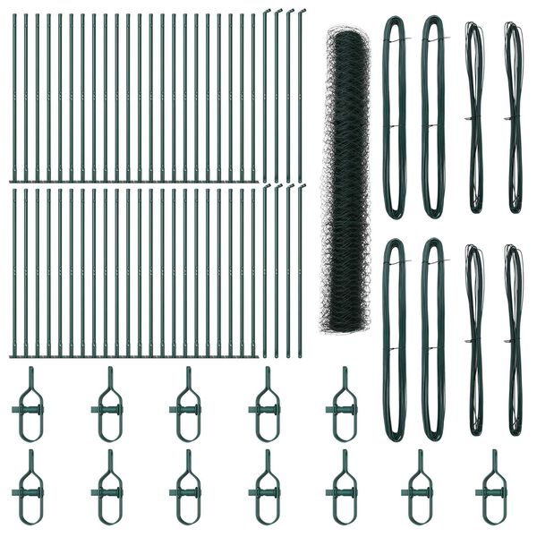 vidaXL Stängselstolpe Grön 100 x 1,2 m (50 mm nät) Stål och PVC