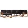 vidaXL Utomhussoffset 6 pcs Naturlig och svart Massivt Akaciatr&auml;
