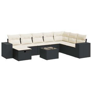 vidaXL Loungegrupp f&ouml;r tr&auml;dg&aring;rden med dynor 8 delar svart konstrotting
