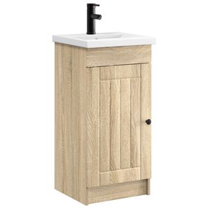 vidaXL Badrumsspegel med handfat Sonoma-ek 42 x 40 x 84,5 cm