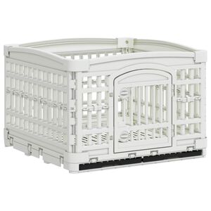 vidaXL 4-delad Hundlekhage 122 x 106,5 x 82 cm Plast Vit Hopf&auml;llbar