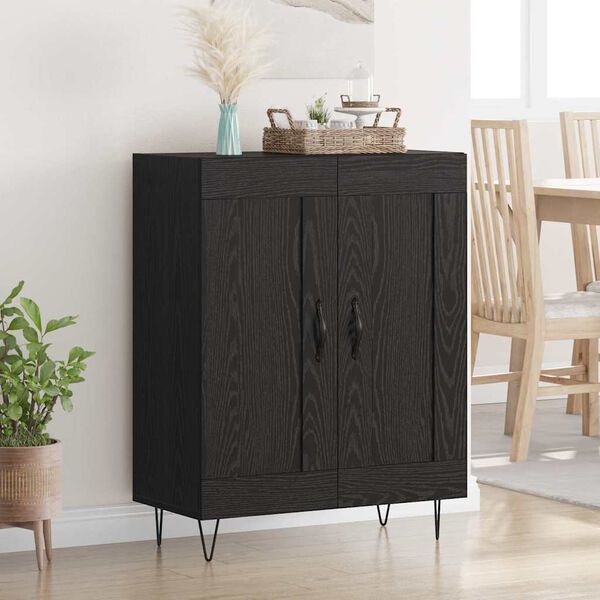 vidaXL Sideboard Svart Ek 69,5 x 34 x 90 cm Konstruerat tr&auml; och j&auml;rn