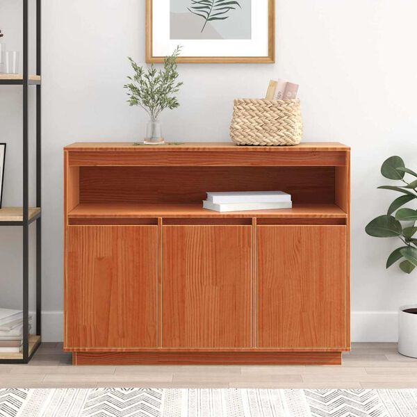 vidaXL Sideboard Vaxbrun 104,5 x 34 x 80 cm Massiv furu