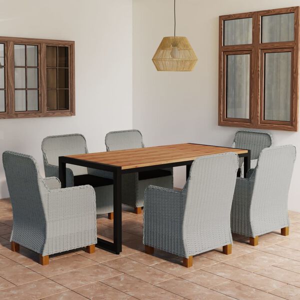 vidaXL Matgrupp f&ouml;r tr&auml;dg&aring;rden 7 delar ljusgr&aring;