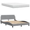 vidaXL Bed with Mattress "Hanko" Light Grey 140x200 cm Fabric