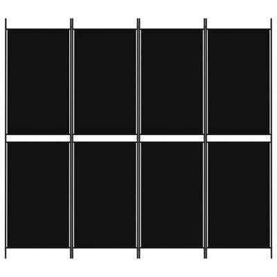 vidaXL Rumsavdelare 4 paneler svart 200x180 cm tyg